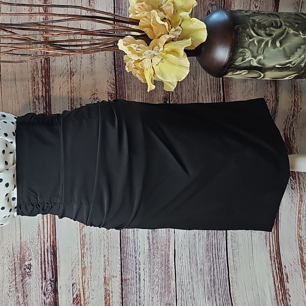 NWT LUCY PARIS BLACK GATHERED TIE WRAP PENCIL SKIRT - Picture 2 of 12